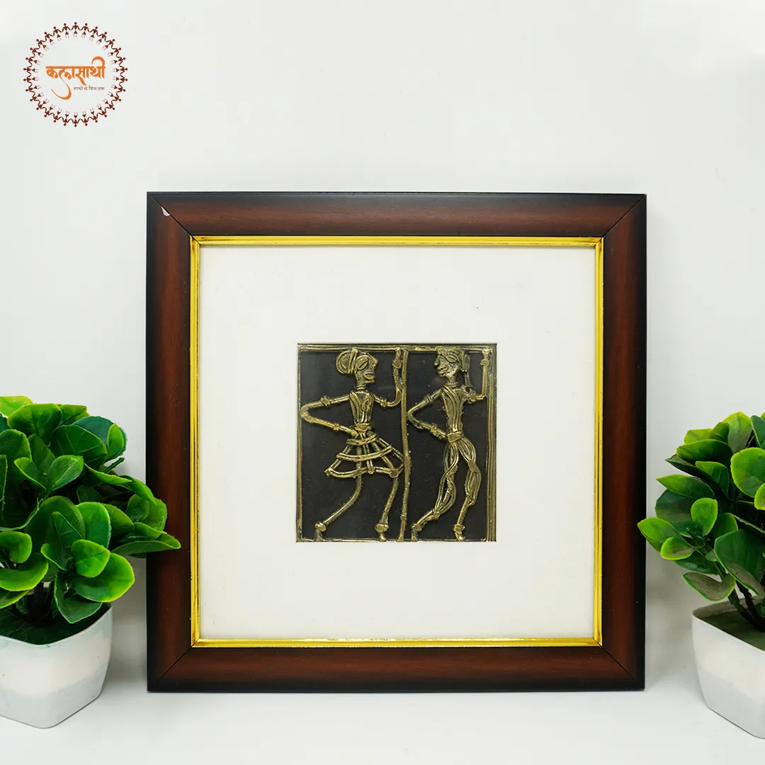 Traditional Indian Dhokra art 4x4 Frame Jali Square